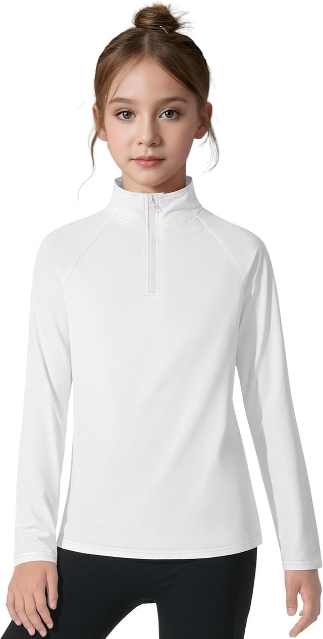 Product image of Girls Long Sleeve Shirts Quick Dry Athletic Tops Quarter Zip Pullover Kids Teens Sportswear for Golf Yoga Tennis 5-14 Years