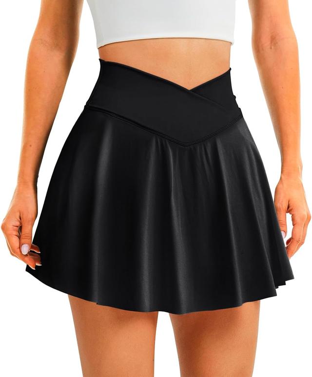 Product image of Womens Tennis Skirt with Pockets Shorts Crossover High Waisted Athletic Skorts Skirts for Golf Running Workout