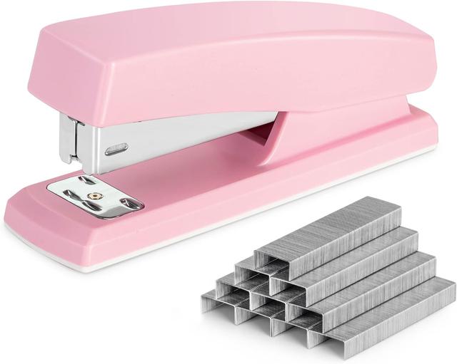 Product image of Deli Stapler, Desktop Staplers with 640 Staples, Office Stapler, 25 Sheet Capacity, Pink