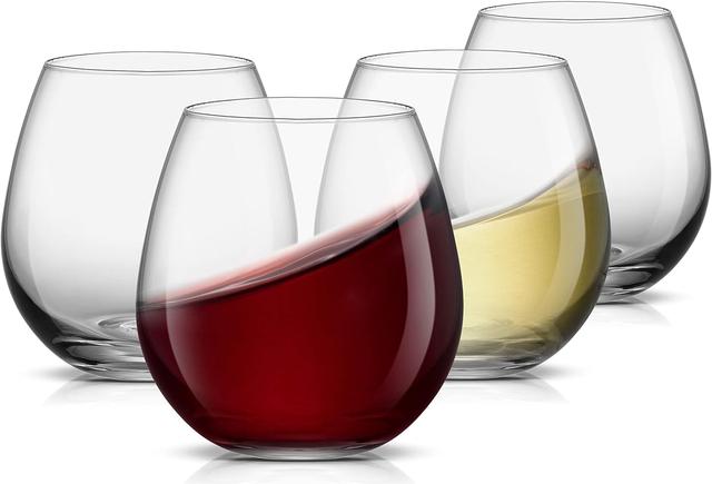 Product image of JoyJolt Spirits Stemless Wine Glasses for Red or White Wine (Set of 4)-15-Ounces