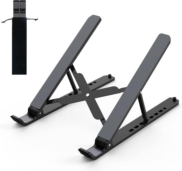 Product image of Laptop Stand for Desk, Adjustable Laptop Riser ABS+Silicone Foldable Portable Notebook Holder, Ventilated Cooling Notebook Mount Computer Stand for 10-15.6” Laptops,Tablets-Black