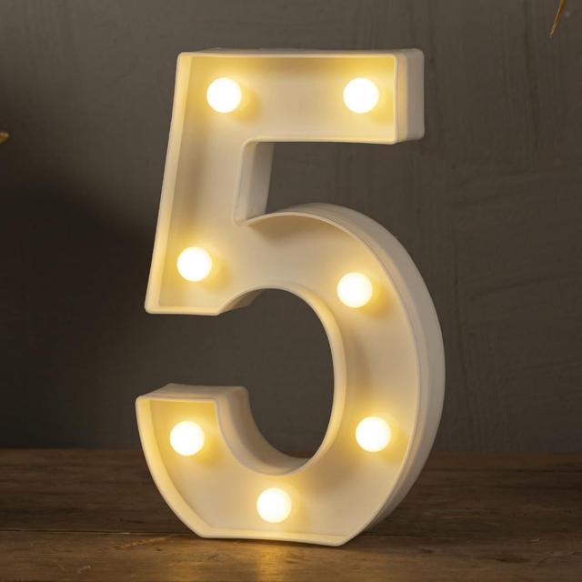 Product image of HXWEIYE Light Up Numbers-5, LED Marquee Number Lights Sign 26 Alphabet and 10 Number Big Lights Led Letters for Party Birthday Bar Battery Powered Christmas Decor Letter Lights (Warm White)