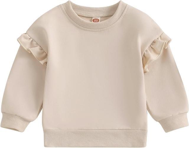 Product image of Baby Girl Boy Sweatshirts Toddler Trendy Solid Color Crew Neck Long Sleeve Pullovers Child Loose Top