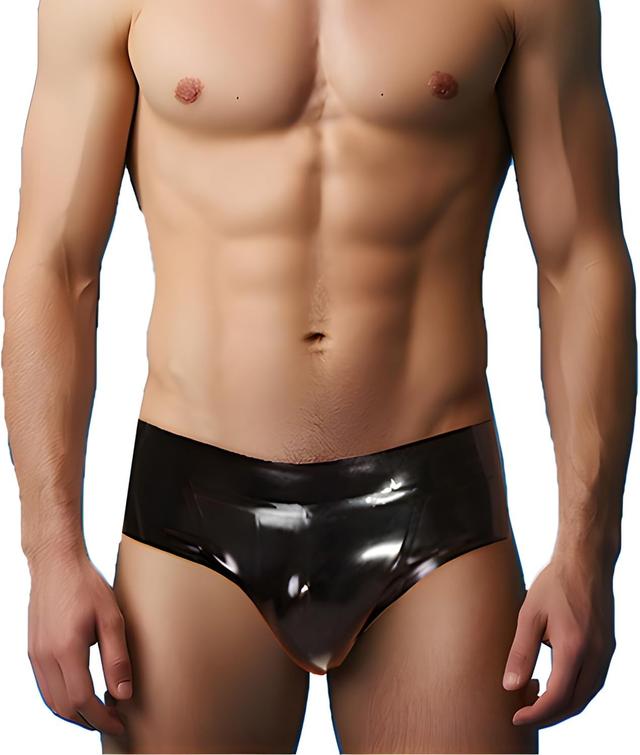 Product image of ABWL Black Latex Men's Fashion Briefs,Natural Rubber underwear For men,Novelty Latex Club Cosplay Party Costumes
