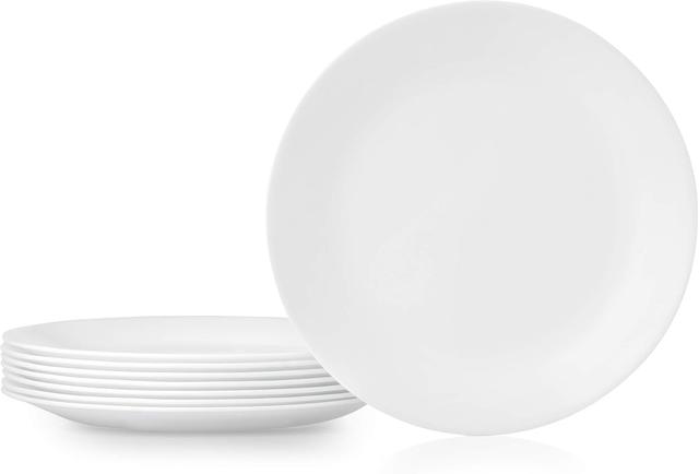 Product image of Corelle Vitrelle 8-Piece Dinner Plates Set Triple Layer Glass and Chip Resistant, Lightweight Round Plates, Winter Frost White