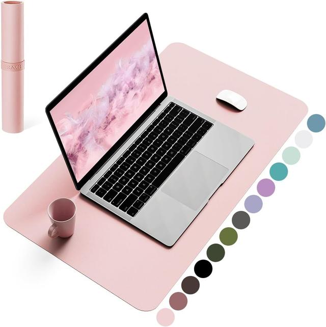 Product image of YSAGi Non-Slip Leather Desk Pad, Waterproof Laptop Computer Desk Keyboard Mat, Table Protector Blotter Mat, Large Mouse Pad for Office/Work/Home/Decor(Pink, 23.6" x 13.7")