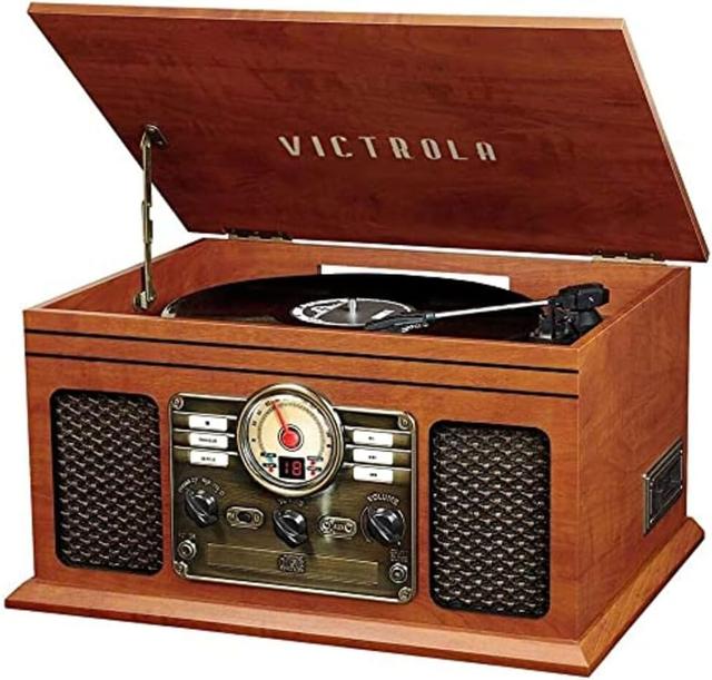 Product image of Victrola Nostalgic 6-in-1 Bluetooth Record Player & Multimedia Center with Built-in Speakers – 3-Speed Turntable, CD & Cassette Player, AM/FM Radio, Wireless Music Streaming, Mahogony