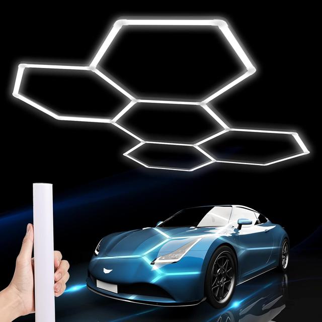 Product image of Hexagon LED Garage Light: 25 Pack Updated Bigger Size, 26400LM Super Bright Car Detailing Ceiling LED Shop Light for Warehouse Workshop Gym Basement Car Care Wash Room