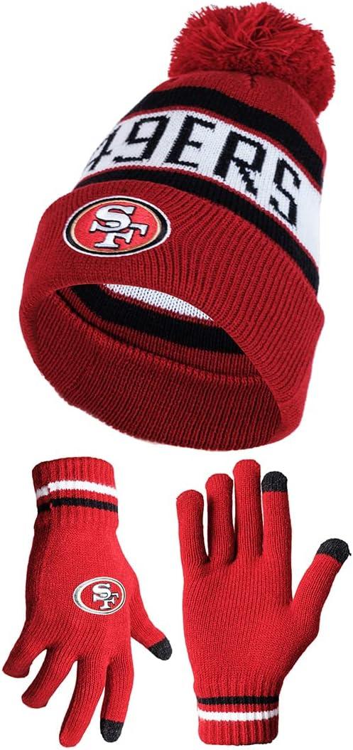 Product image of Ultra Game Adults Unisex NFL Official Super Soft Winter Beanie Knit Hat With Extra Warm Touch Screen Gloves
