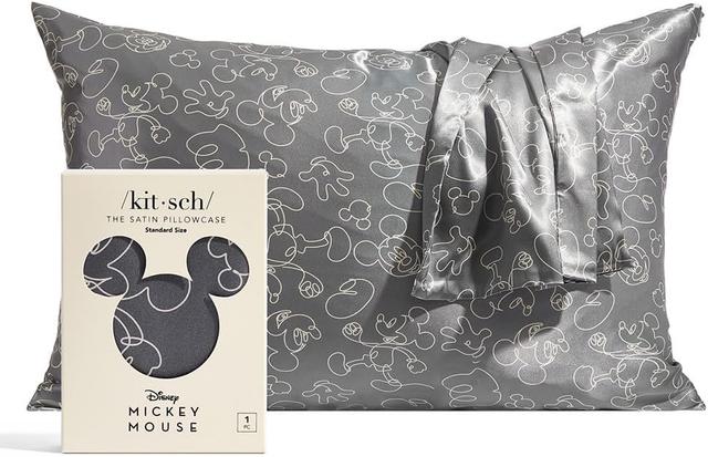 Product image of Kitsch Disney Mickey Mouse Satin Pillowcase with Zipper Softer Than Silk, Cooling Pillow Case for Hair & Skin, Wrinkle-Free, Machine Washable, Queen/Standard 19x26