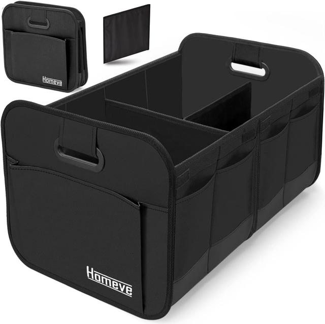 Product image of Homeve Car Trunk Organizer, Car Storage, Reinforced Handles, Collapsible Multi-Compartment Car Organizers, Foldable and Waterproof, 600D Oxford Polyester, Suitable for Any Car, SUV, Mini-Van, Black