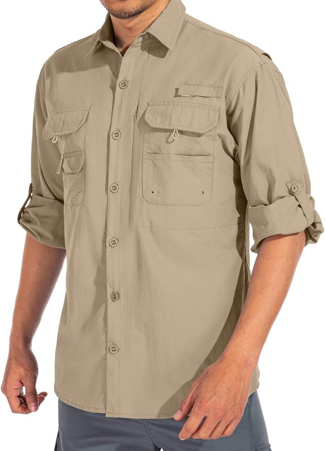 Product image of linlon Mens Safari Shirts Long Sleeve UV Protection Hiking Fishing UPF 50+ Quick Dry Cooling Camping Travel Shirts