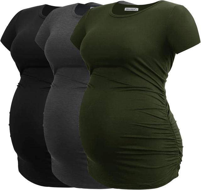 Product image of Smallshow Women's Maternity Tops Side Ruched Tunic T-Shirt Pregnancy Clothes