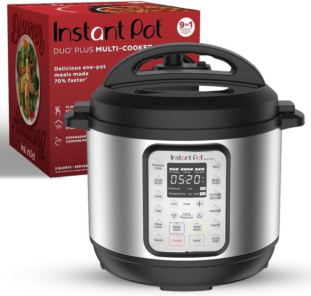 Product image of Instant Pot Duo Plus 9-in-1 Multicooker, Pressure Cooker, Slow Cook, Rice Maker, Steamer, Sauté, Yogurt, Warmer & Sterilizer, Includes App With Over 800 Recipes, Stainless Steel, 6 Quarts