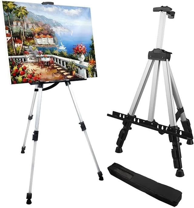 Product image of Art Easel Stand for Painting and Sign - RRFTOK Aluminum 66 Inch Metal Tripod Adjustable Portable Easels for Display - Canvas Stand for Table Top Floor Drawing for Artists Adult Holder or Teen