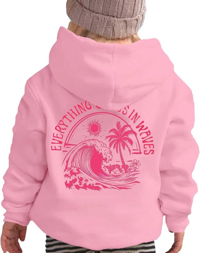 Product image of Pink Hoodie For Girls Meet Me At The Ocean Hoodie Cute Preepy Graphic Sweatshirts Kids Clothes Y2K Tops With Pockets 2025