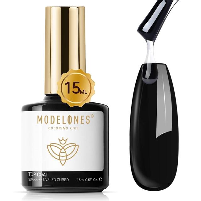 Product image of modelones Gel Top Coat, 15ml No Wipe Gel Nail Polish High Gloss Top Coat Shiny Long Lasting Clear Top for Acrylic Nails, Need U V/LED Lamp for Home DIY Gift and Summer Nail Salon