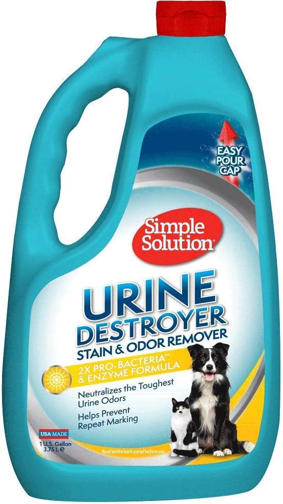 Product image of Simple Solution Urine Destroyer for Pets, Strong Odor, Enzyme Pet Odor Eliminator for Home, Floor Cleaner, Stain Remover for Cats & Dog Pee, Cat Urine Destroyer, Carpet Cleaner Spray, 1 Gallon