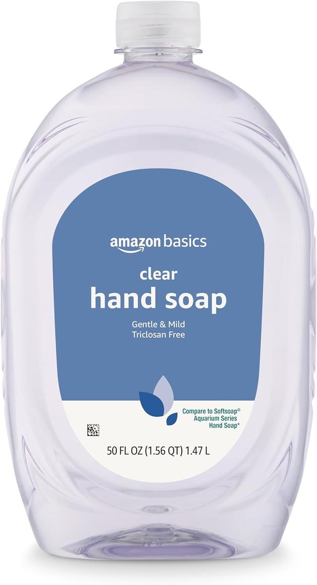 Product image of Amazon Basics Gentle & Mild Clear Liquid Hand Soap Refill, Triclosan-free, 50 Fluid Ounces, 1-Pack (Previously Solimo)