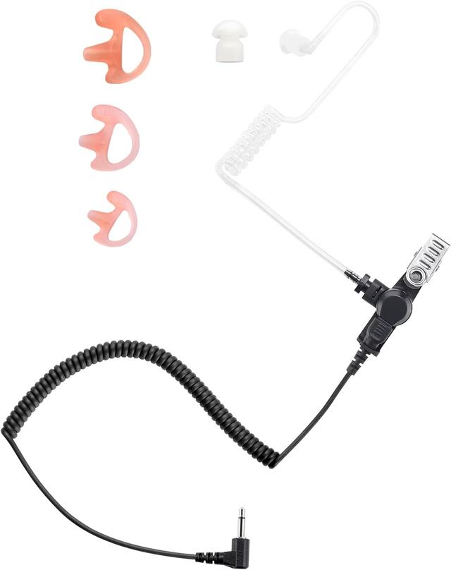 Product image of commountain 3.5mm Listen Only Earpiece Compatible with Speaker Mic, Acoustic Tube Receive Only Headset with 3 Earmolds, for Police Security and Law Enforcement Use