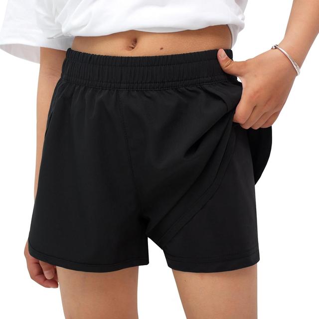 Product image of MEILONGER Girls Swim Shorts 2 in 1 Bathing Suits Kids Quick Dry Boardshort Bottoms Swimming Swimwear with Compression Liner