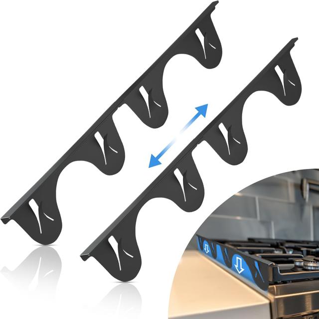 Product image of Stainless Steel Stove Counter Gap Cover (2 Pack, Black), Stove Gap Guard, Stove Gap Filler for Kitchen, Range Trim Kit, Heat Resistant with Easy Clean, Adjustable Length 13.8” to 27.5”