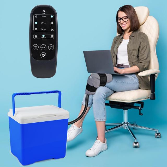Product image of Ice Machine for Knee After Surgery, Programable Cold Therapy Machine for Knee Replacement, Quiet Pump Cryotherapy Machine with Reusable Ice Packs for Knee Pains Relief, ACL, Strain, Swelling & Sprain