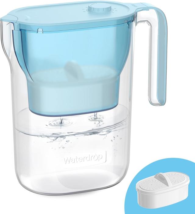Product image of Waterdrop Water Filter Pitcher, 200-Gallon Long-Life, Countertop NSF Certified Water Purifier, Replaces 6,400 Plastic Water Bottles a Year, Reduces Chlorine, PFOA/PFOS, 7-Cup, Blue
