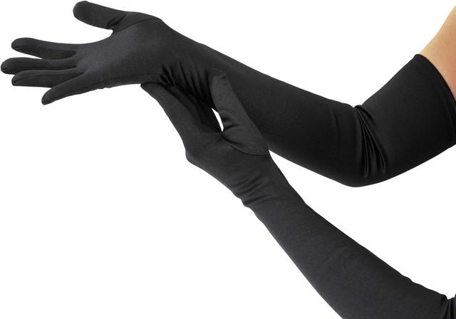 Product image of Nackiy Long Black Opera Gloves for Women, 1920s Satin Stretchy Elbow Length Party Gloves Costumes Bridal, 20inch