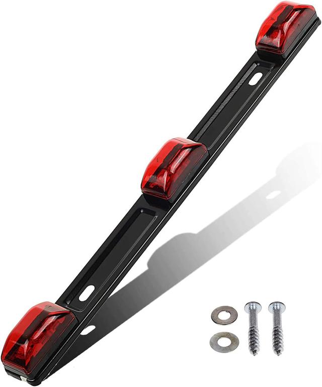 Product image of Partsam Red Clearance ID BAR Marker Light 3 Light 9 LED Trailer Sealed Stainless Steel, [DOT Approved] Sealed 3-Light Truck and Trailer Identification LED Light Bar Red Led Strip w/Black Base