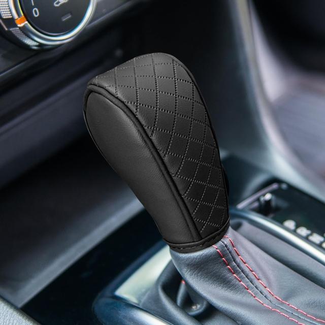 Product image of Leather Car Gear Shift Cover, Anti-Slip Dust Waterproof Gear Shifter Stick Protector, Soft Breathable Universal Automotive Shift Knob Decoration Accessories, Fit Car, SUV, Truck (Black)