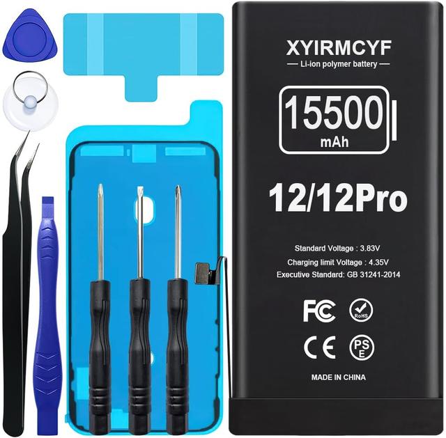 Product image of 15500mAh Super Capacity Battery Compatible with iPhone 12/12 Pro, 0 Cycle Li-Polymer Replacement Battery for iPhone 12/12 Pro, with Professional Repair Tool Kit