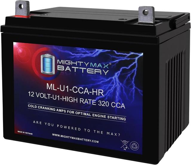 Product image of Mighty Max Battery ML-U1-CCAHR -12 Volt, 320 CCA, Nut and Bolt (NB) Terminal, Rechargeable SLA AGM Battery