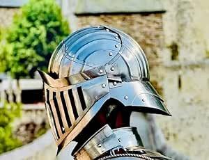 Product image of SCA Steel Medieval Helmet Tournament Falcon-Head-Helmet Grotesque Pig face Helmet Silver Polish Home Decor