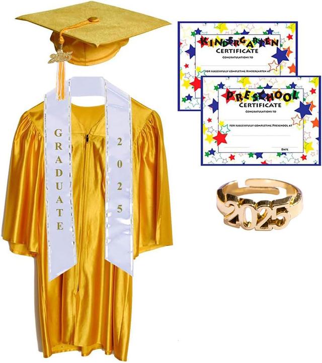 Product image of Shiny Deluxe Graduation Sets, Graduation Cap, Gown, Tassel, Sash, Ring, Diploma