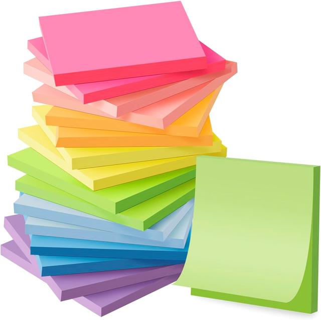 Product image of (16 Pack) Sticky Notes 3x3, Self-Stick Pads Bright Colors Sticky Note, Recyclable, Easy to Post for Home, Office, Notebook