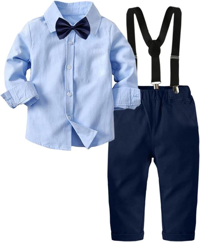 Product image of ARTMINE Toddler Boy Clothes Suit Gentleman Wedding Outfits, Formal Dress Shirt+Bowtie+Vest+Pants