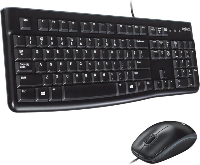 Product image of Logitech MK120 Wired Keyboard and Mouse Combo for Windows, Optical Wired Mouse, Full-Size, USB, Compatible with PC, Laptop - Black