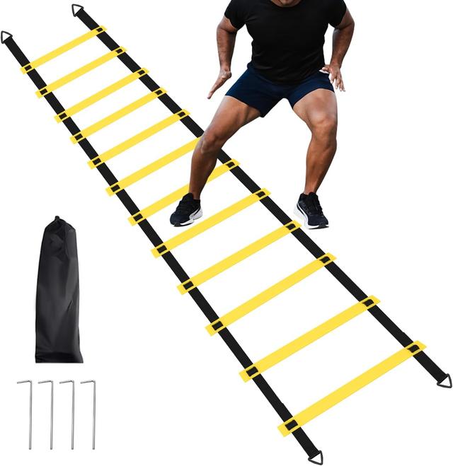 Product image of 1/2/4 Pack 12 Rungs Agility Ladder Set, Training Ladder with Steel Stakes and Carry Bag for Soccer, Speed Fitness Feet Training