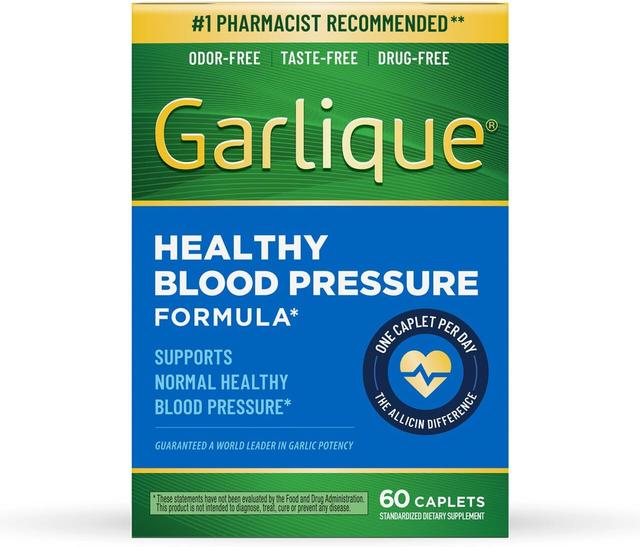 Product image of Garlique Garlic Extract Supplement, Healthy Blood Pressure Formula, Odorless & Vegan, 60 Caplets