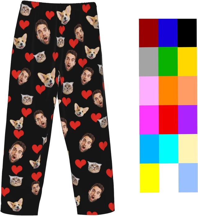 Product image of Custom Pajamas Pants Plaid Personalized Funny PJ Pant Design with Face Pajama for Men Women Dog Pet