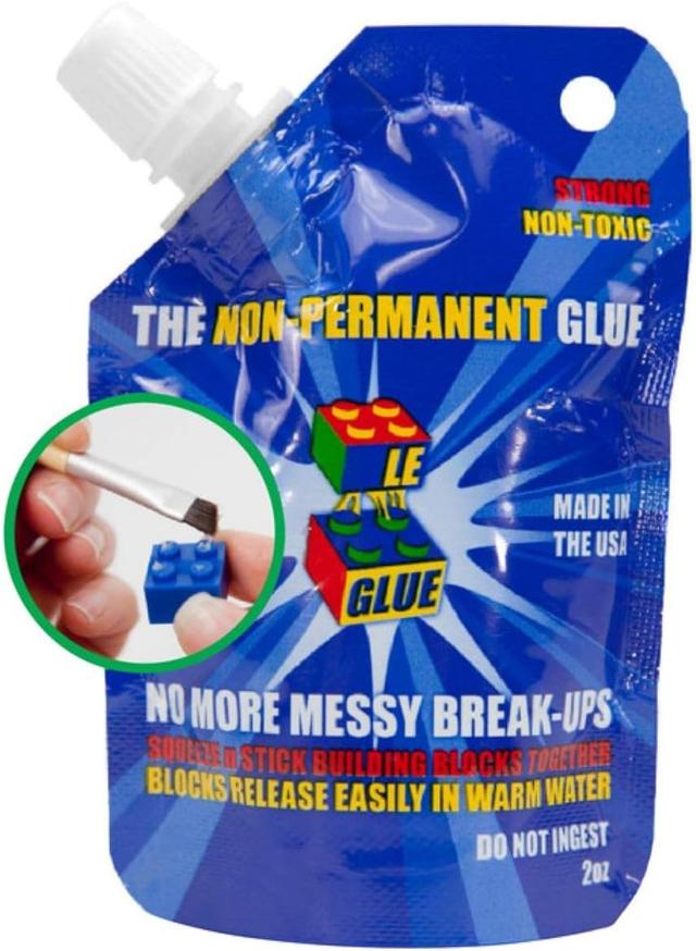 Product image of Le Glue Temporary Glue - Compatible with Legos - Non-Permanent Clear Adhesive for Plastic Building Blocks - No Messy Break-Ups - Non-Toxic Formula - Created for Kids, by a Kid