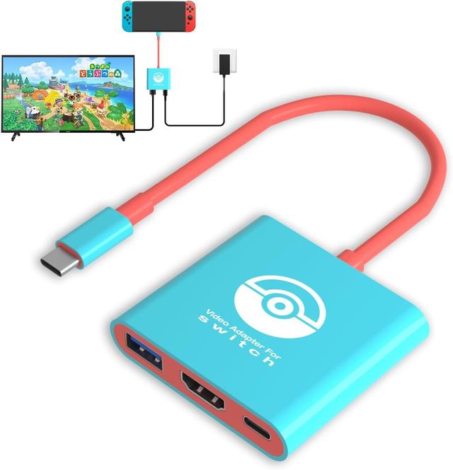 Product image of Switch TV Dock for Nintendo Switch, Docking Station Support Switch TV Mode, Portable Nintendo Switch Tv HDMI Adapter Output 4K/1080P Compatible with Steam Deck, USB Type C to HDMI Adapter