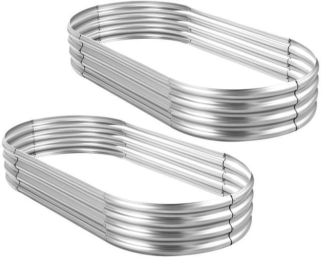 Product image of Land Guard 2Pcs Galvanized Raised Garden Bed Kit, Galvanized Planter Oval Large Metal Raised Garden Boxes Outdoor for Vegetables…