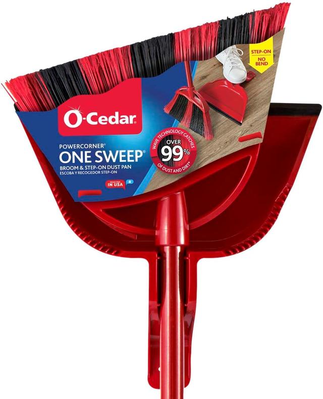 Product image of O-Cedar One Sweep Broom with Step-On Dustpan | Remove 99% with One Sweep | Lightweight Quiet Cleaning Tool | Ideal for Pet Owners