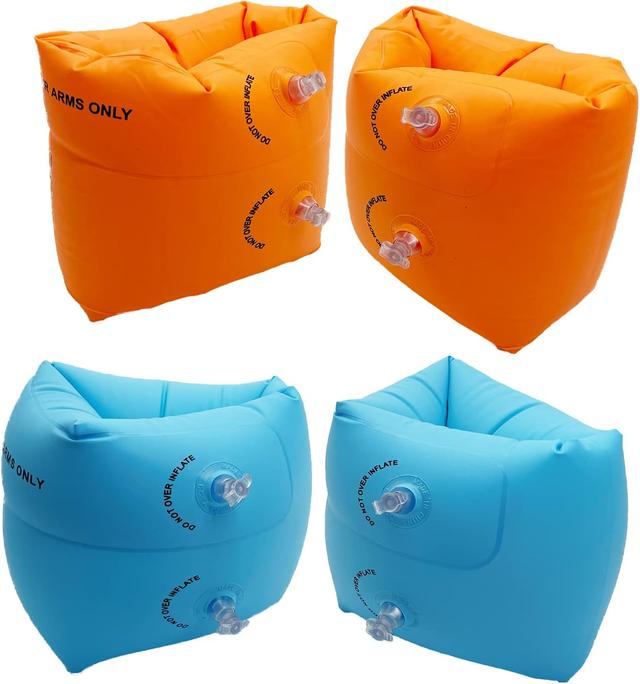 Product image of 10Leccion 2 Pack Inflatable Arm Floaties for Toddlers, Blow up Water Wings for Kids, Swimming Arm Bands Floatation for Children and Adults 30-150LBS(Blue and Orange)