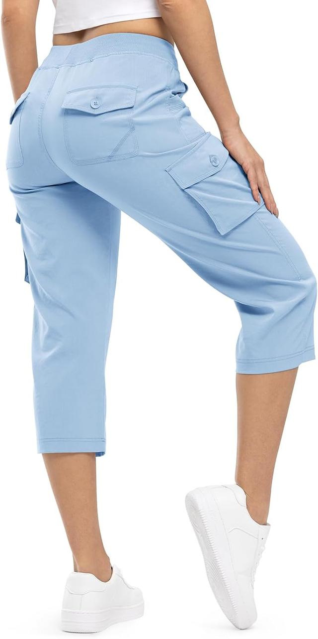 Product image of TBMPOY Womens Cargo Capris Lightweight Hiking Pants 6 Pockets Quick Dry Casual Outdoor Trip Loose Shorts Cropped Cotton