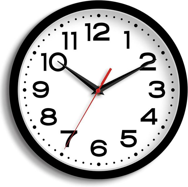 Product image of Wall Clock Silent Non-Ticking Modern Clock Battery Operated 8 Inch Small Classic Analog Decorative for Kitchen, Living Room, Office, Bedroom, Bathroom (Black)