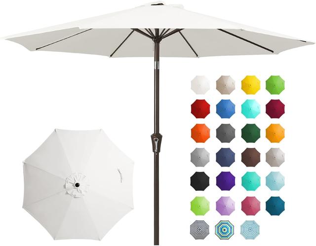 Product image of JEAREY 9FT Outdoor Patio Umbrella Outdoor Table Umbrella with Push Button Tilt and Crank, Market Umbrella 8 Sturdy Ribs UV Protection Waterproof for Garden, Deck, Backyard, Pool (Creamy-white)