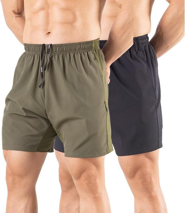 Product image of Men's 5" Running Shorts 2 Pack Quick Dry Athletic Workout Gym Shorts with Zipper Pockets